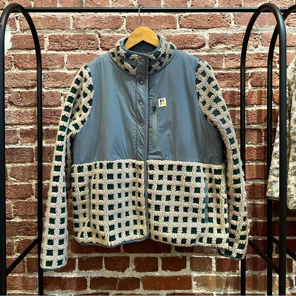 Cream and Green Teddy Jacket with Unique Design